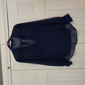 a.n.a. Blue Leopard Blouse